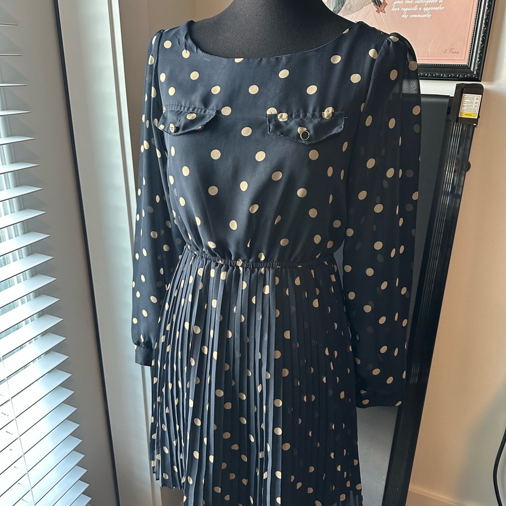 Xhilaration Black Dress with Gold Dots